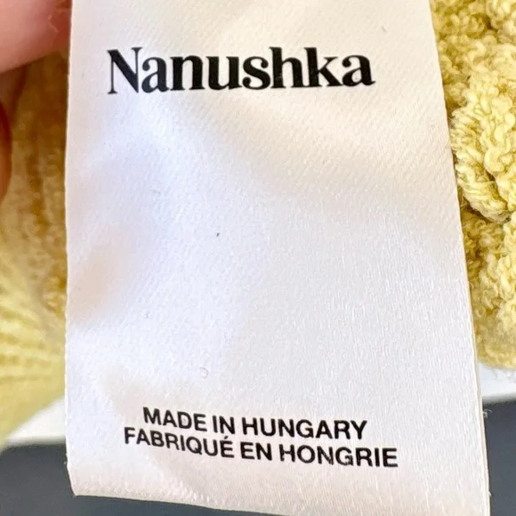 Nanushka Tula Oversized Open Crochet Knit Tank Top Yellow Small Linen Blend Boho - Picture 4 of 6